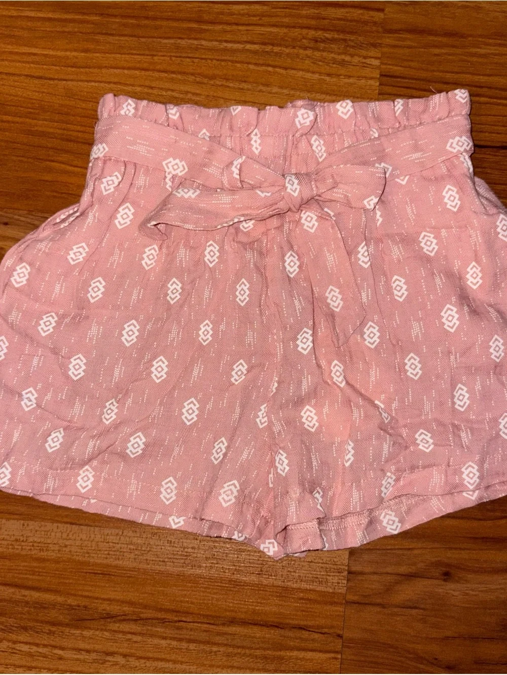 Hayden Girls Pink Self-Tie Patterned Shorts